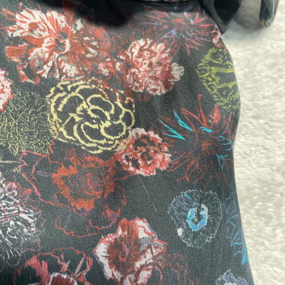 IRO Blouse 36 Small Ciclan Cold Shoulder Antique Dark Floral Silk Bell Sleeve - Picture 8 of 13